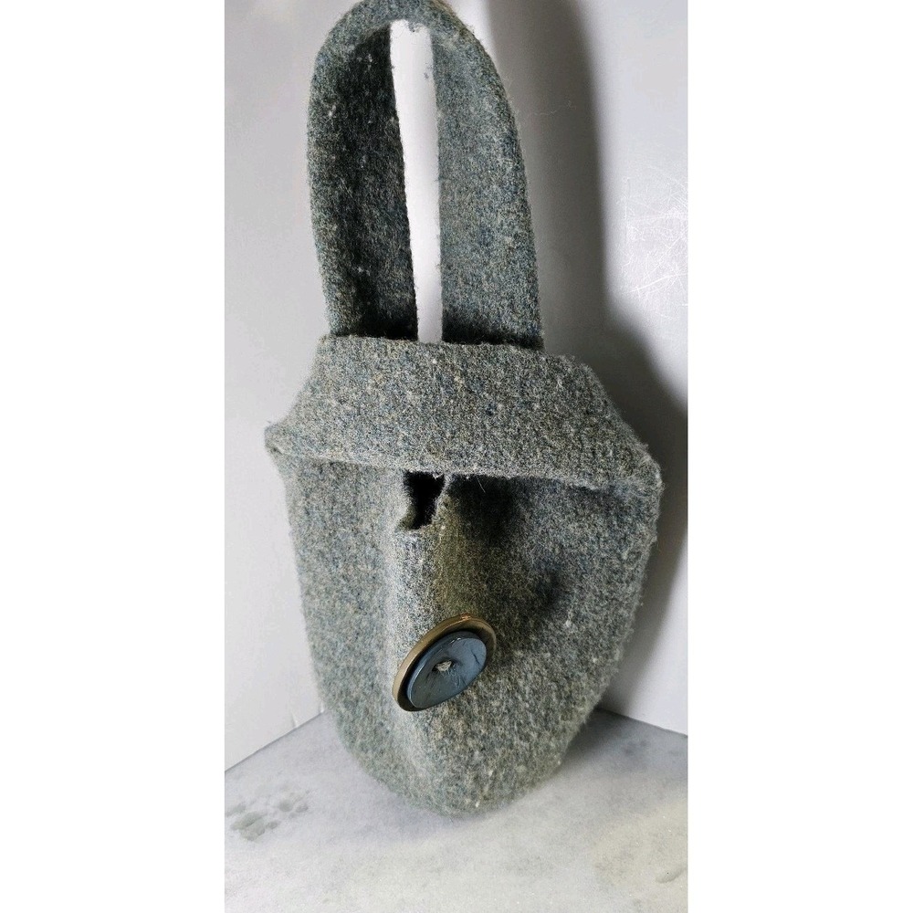 Felted Wool Boho Country Japanese Knot Handbag Earth Gray Small Button Satchel